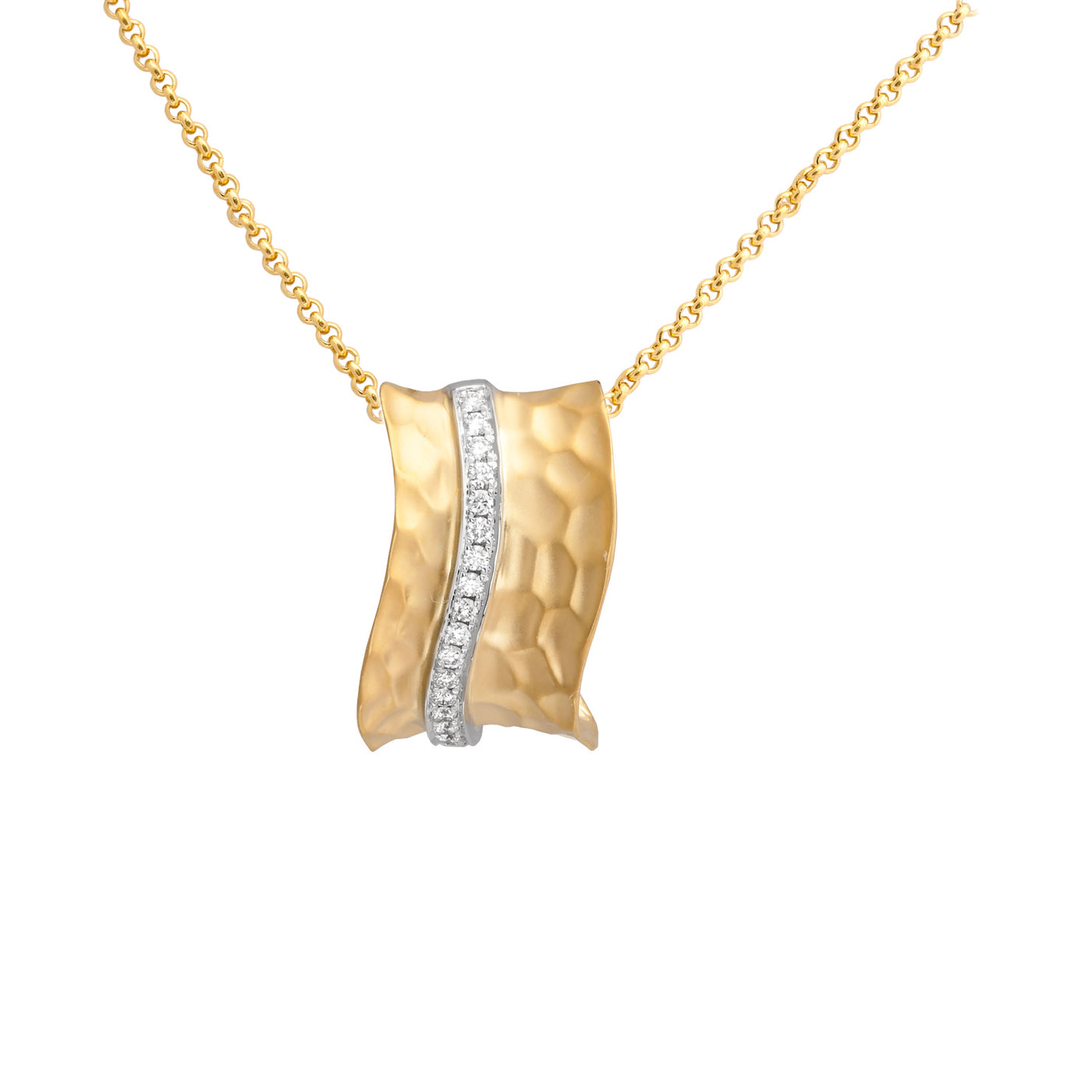 18K TWO TONE DIAMOND SLIDE PENDANT