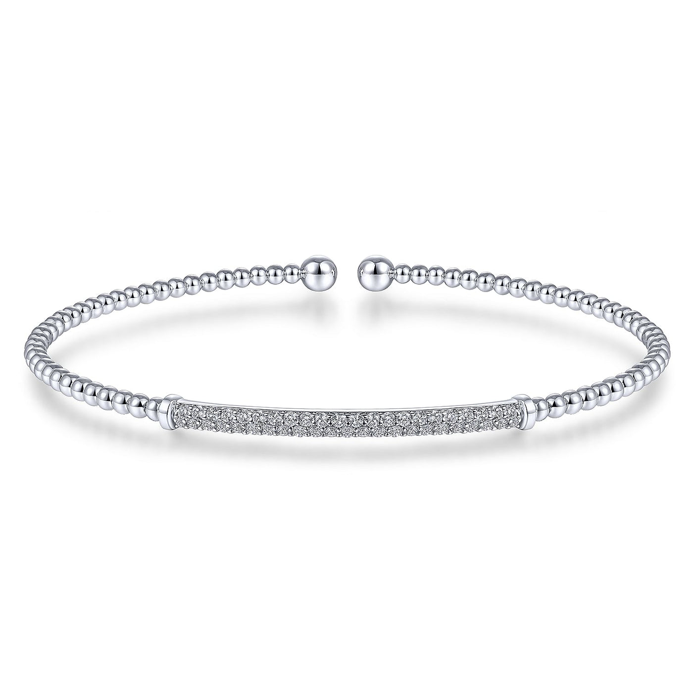 14K WHITE BUJUKAN .34CTW DIAMOND BAR SPLIT BANGLE - John Thomas Jewelers.