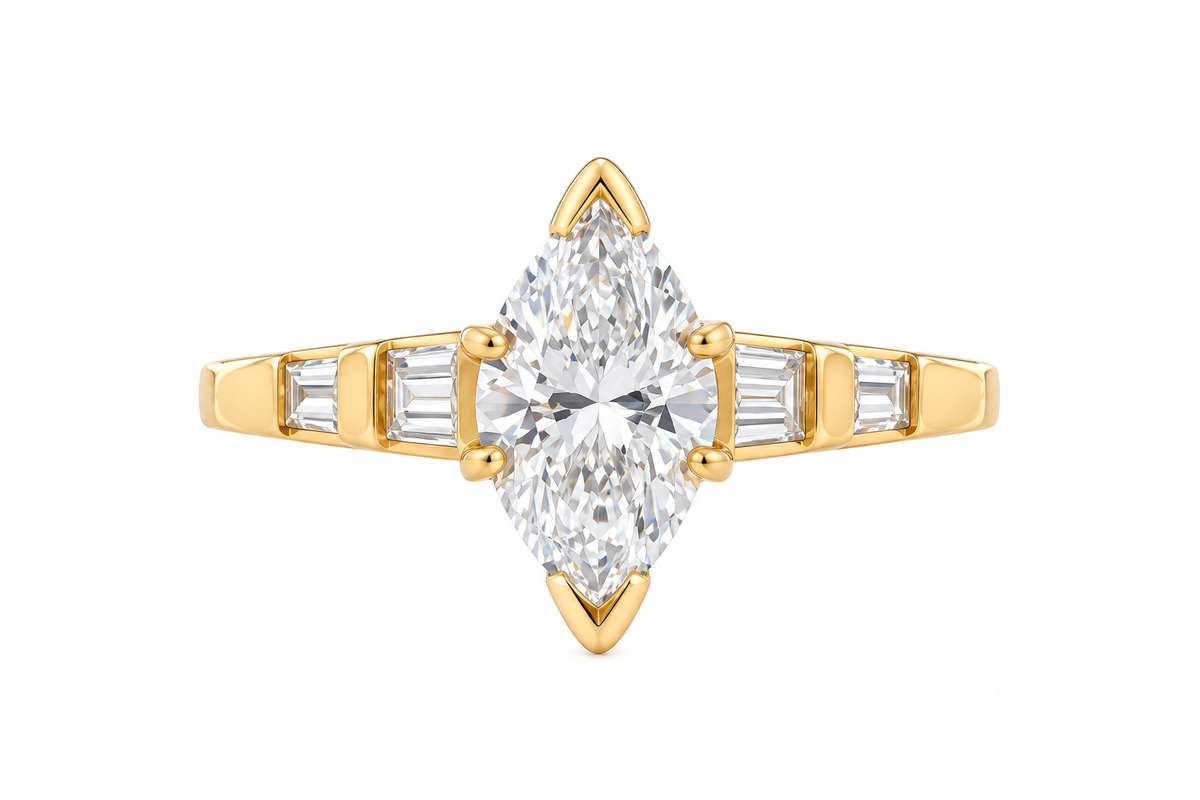 14K YELLOW GOLD MARQUISE ENGAGEMENT RING
