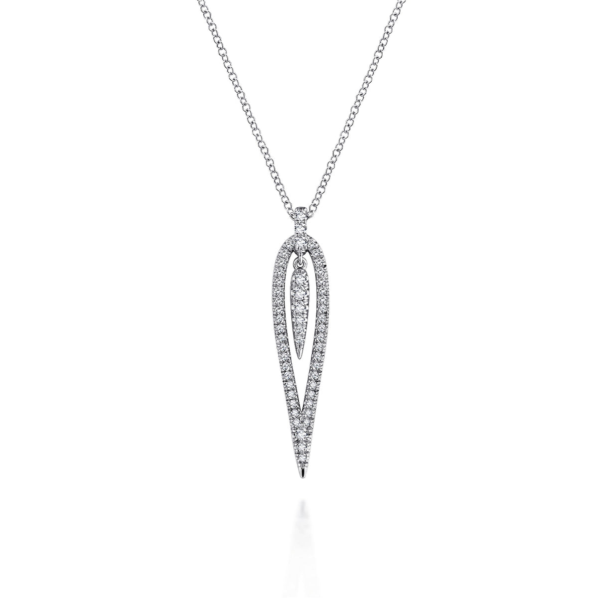 14KW OPEN TEARDROP KASLIQUE PENDANT NECKLACE - John Thomas Jewelers.