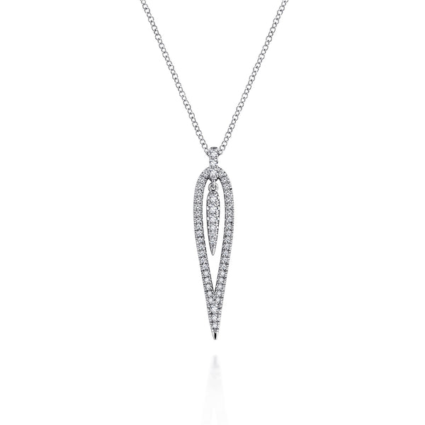 14KW OPEN TEARDROP KASLIQUE PENDANT NECKLACE - John Thomas Jewelers.