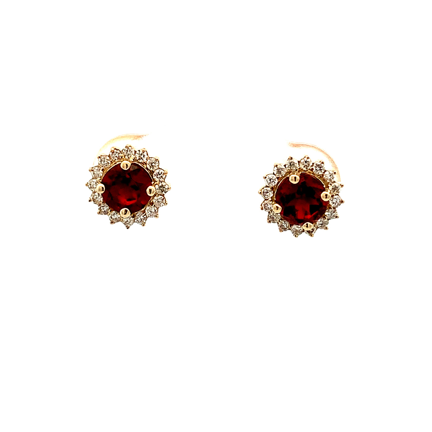 14KY 1.24CTW GARNET AND .24 CTW DIAMOND EARRINGS