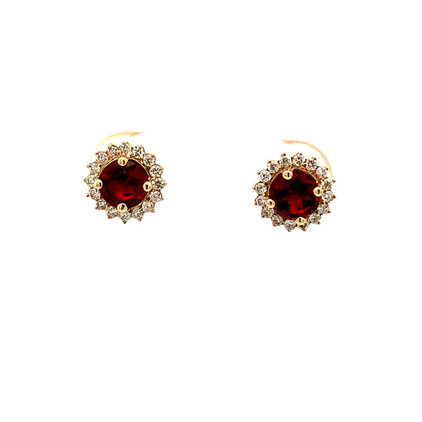 14KY 1.24CTW GARNET AND .24 CTW DIAMOND EARRINGS