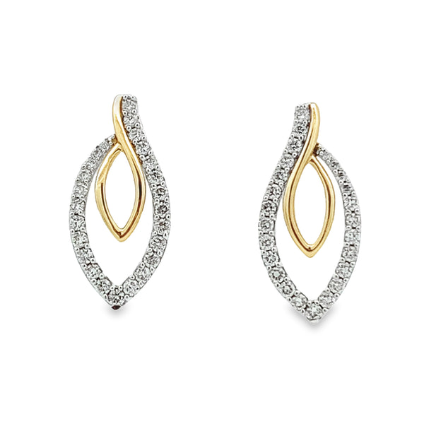 14K TWO-TONE DIAMOND DROP EARRINGS
