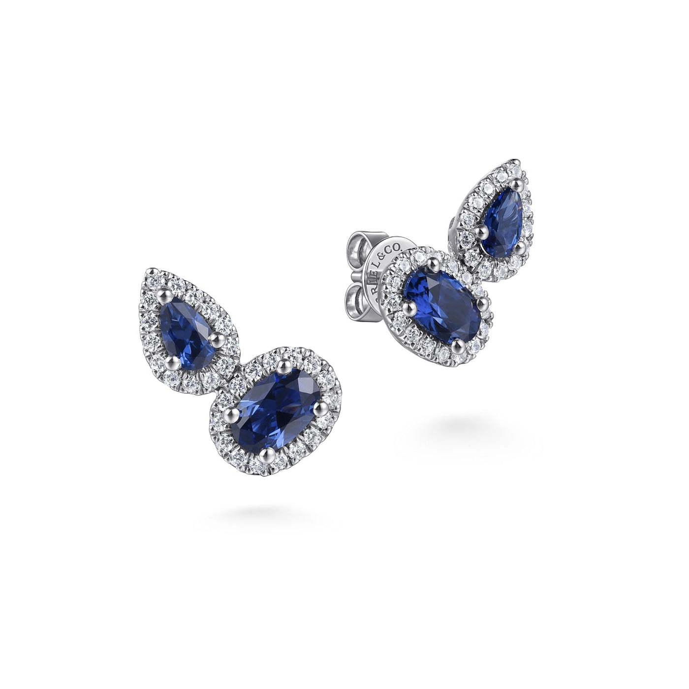 14KW TOI ET MOI SAPPHIRE AND DIAMOND HALO STUD EARRINGS