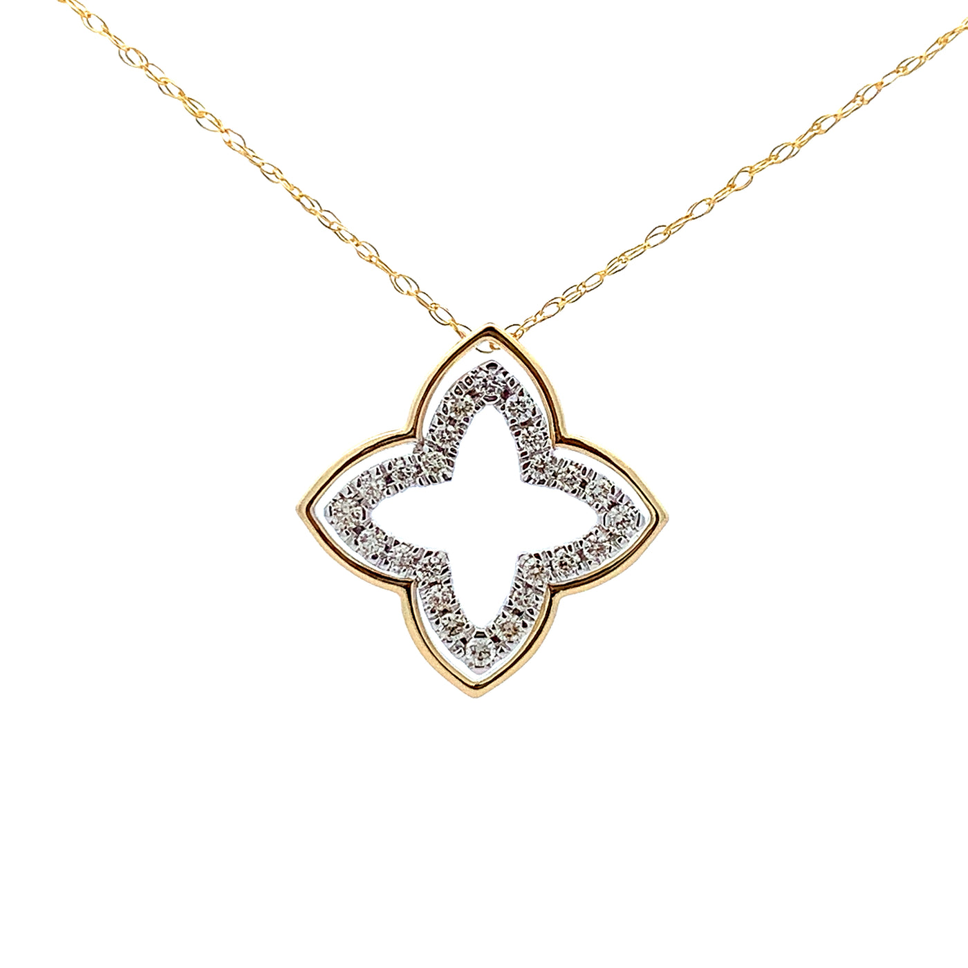 14K WHITE AND YELLOW GOLD DIAMOND PENDANT