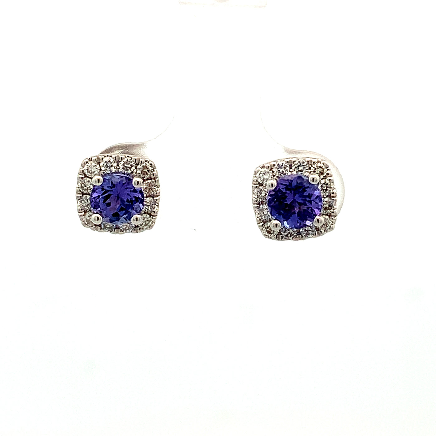 TANZANITE AND .36CTW DIAMOND STUD EARRINGS