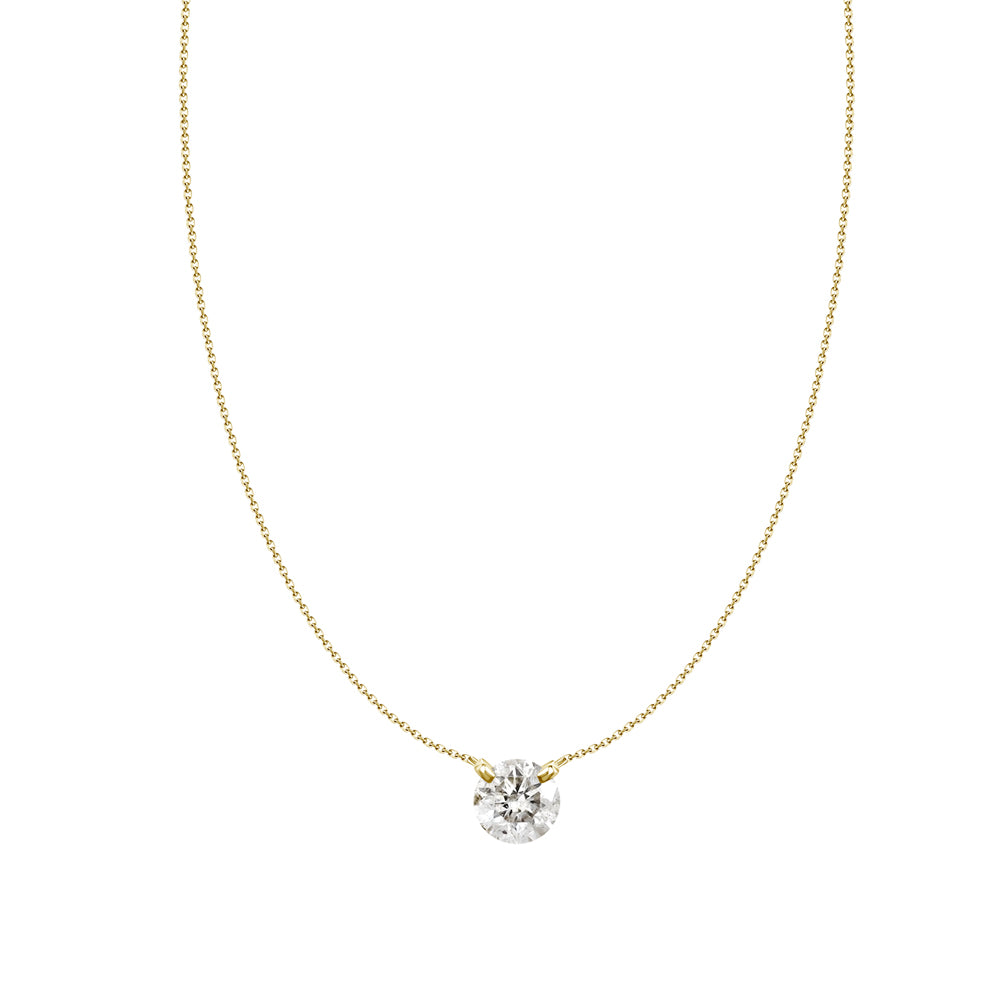 18KY GOLD FANCY CUT SOLITAIRE DIAMOND NECKLACE