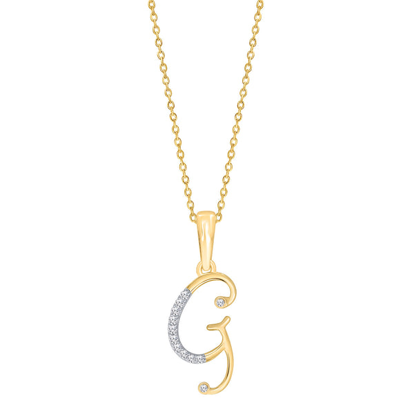 10K YELLOW GOLD "G" INITIAL DIAMOND NECKLACE WITH 18" CHAIN