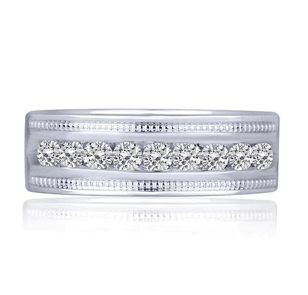 10K WHITE GOLD MENS 9 DIAMOND WEDDING BAND .50CTW