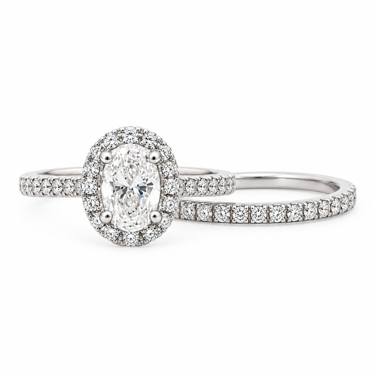 HALO DIAMOND WEDDING SET IN 14K WHITE GOLD