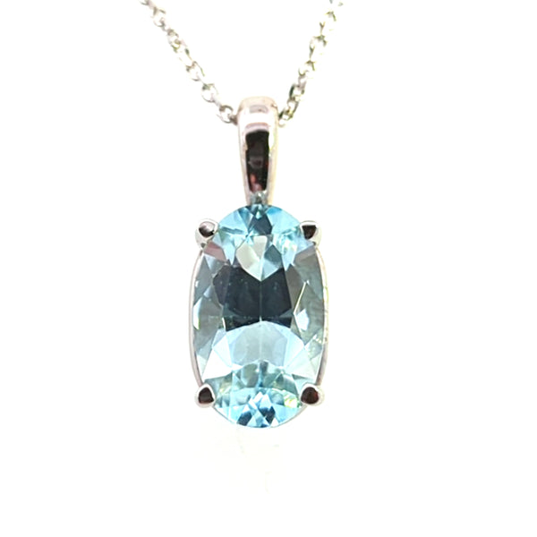 14K WHITE GOLD AQUA PENDANT