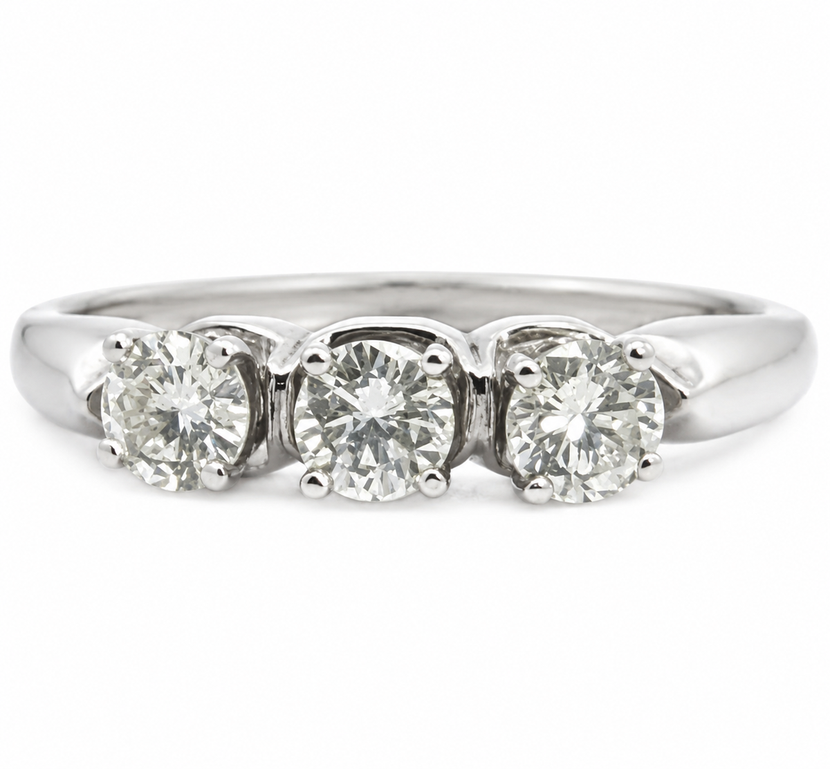 THREE STONE DIAMOND RING IN 14K WHITE GOLD