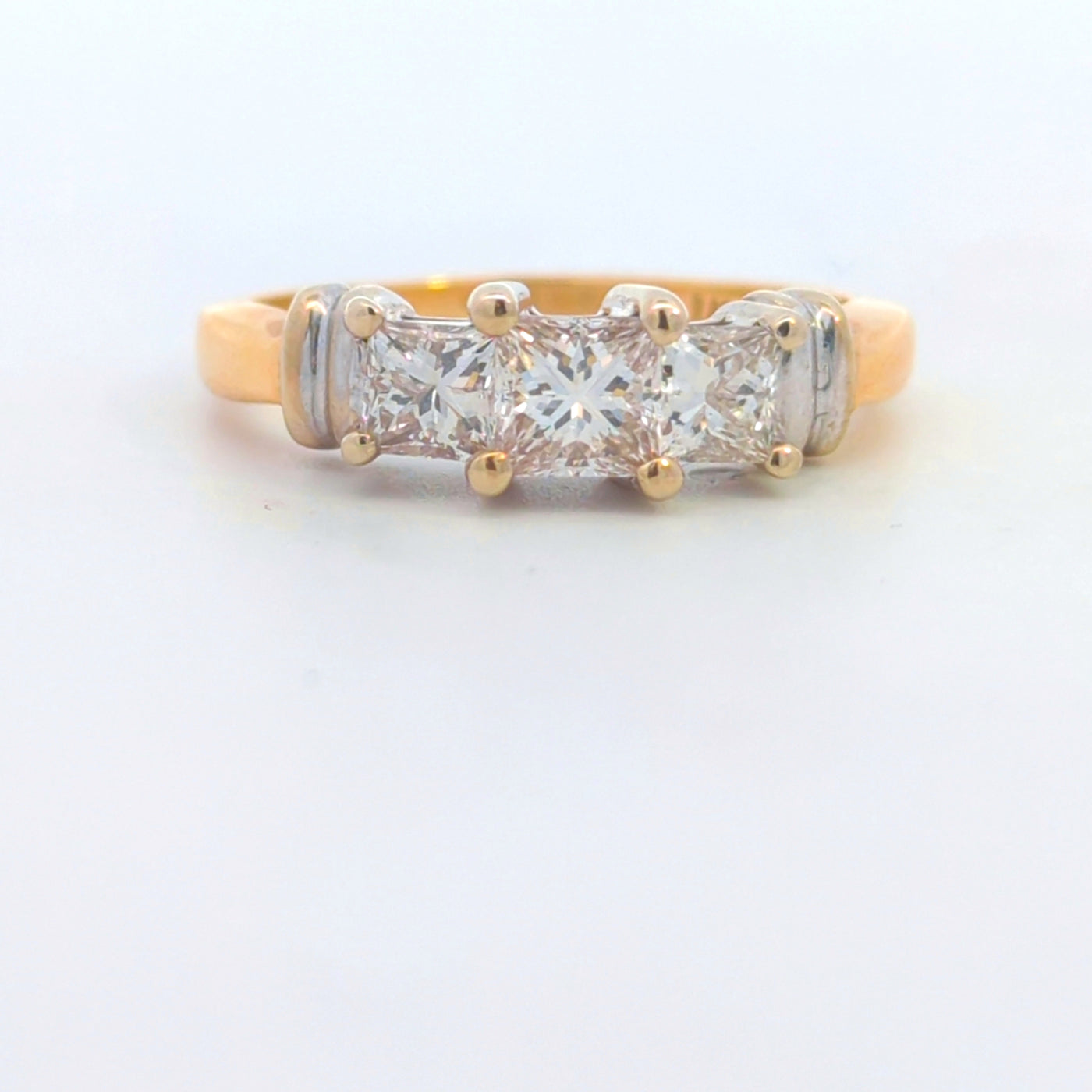 TWO TONE THREE STONE DIAMOND RING