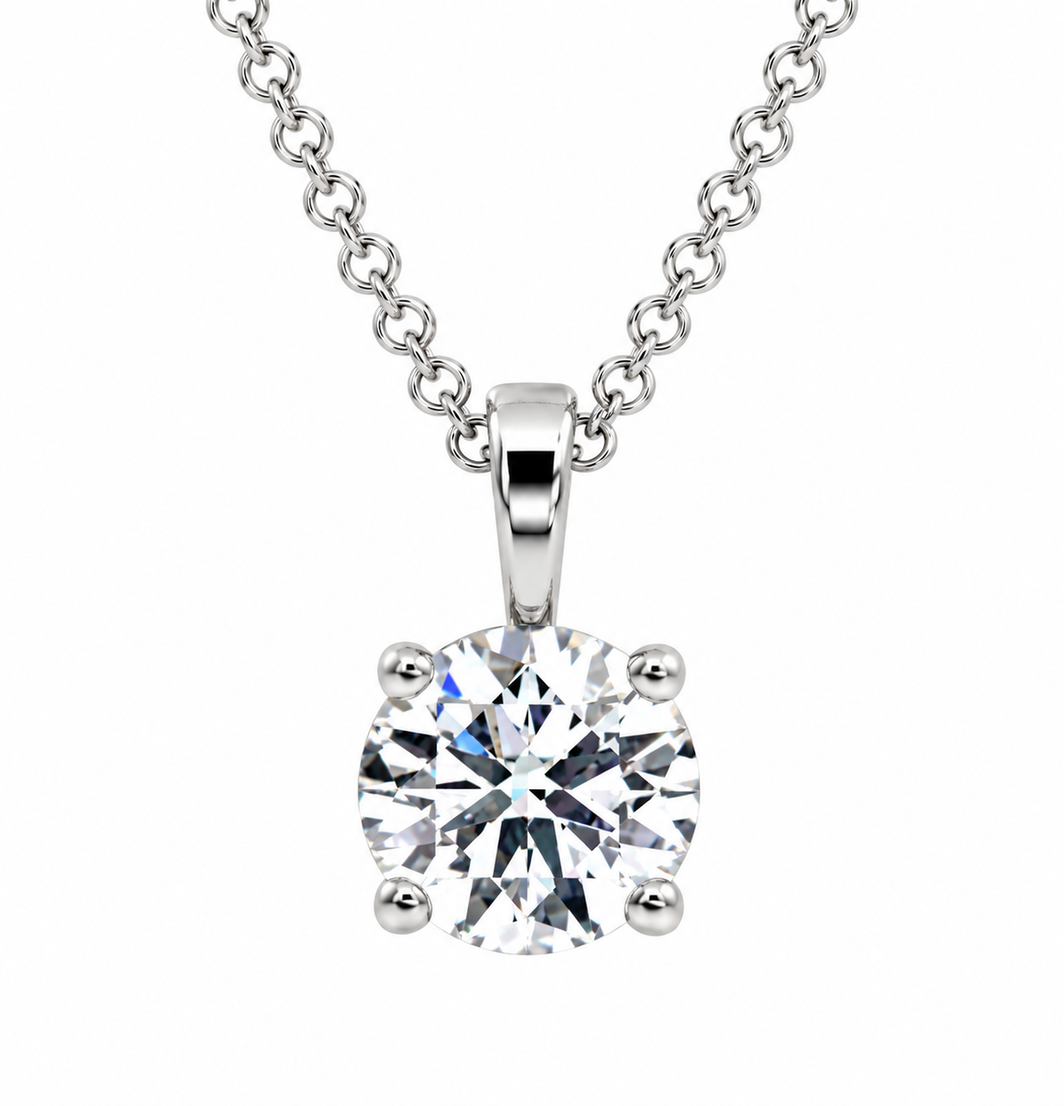 14K WHITE GOLD 2.0CT LAB SOLITAIRE PENDANT