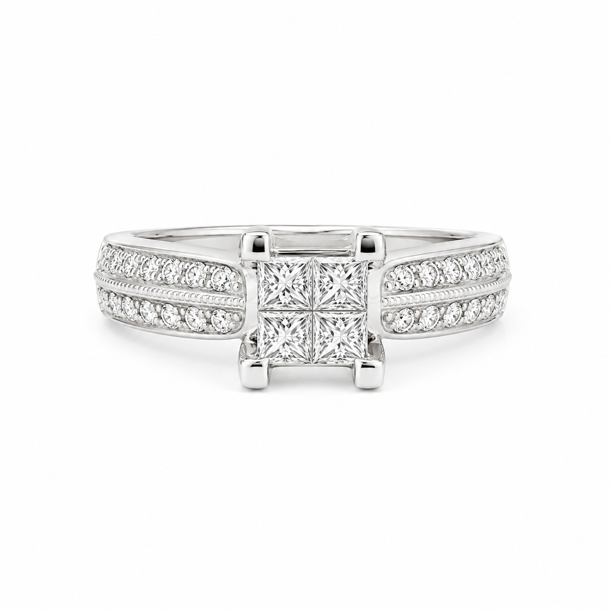 QUAD RING IN 14K WHITE GOLD