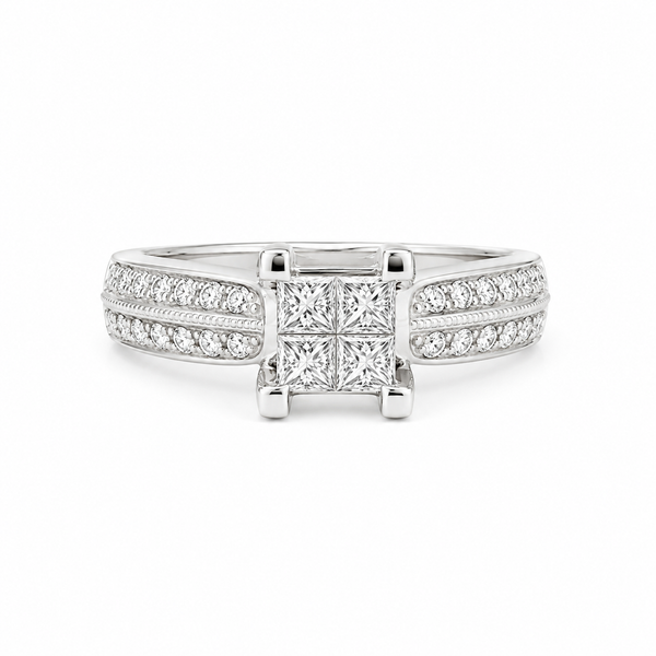 QUAD RING IN 14K WHITE GOLD