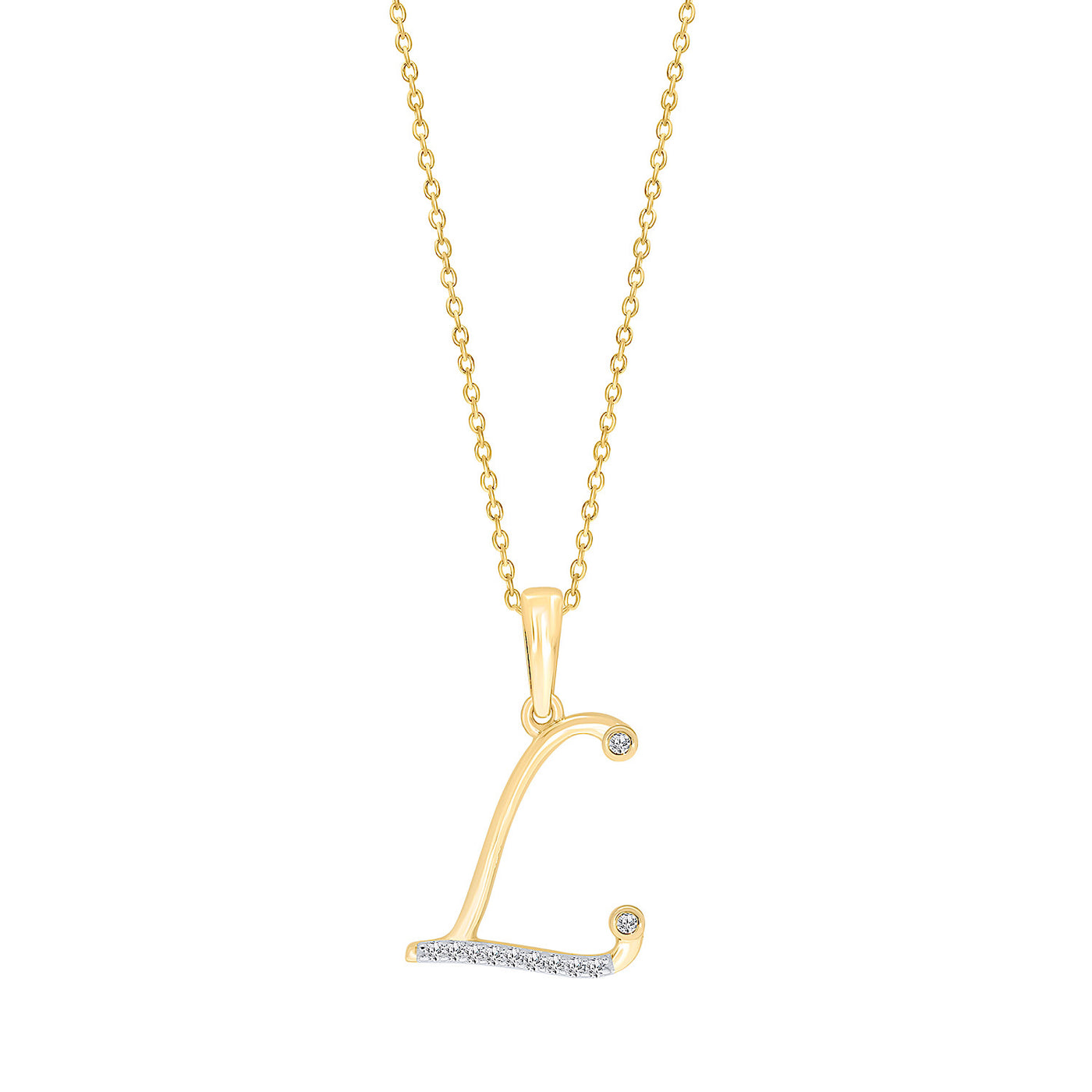 10K YELLOW GOLD "L" INITIAL DIAMOND NECKLACE WITH 16" CHAIN