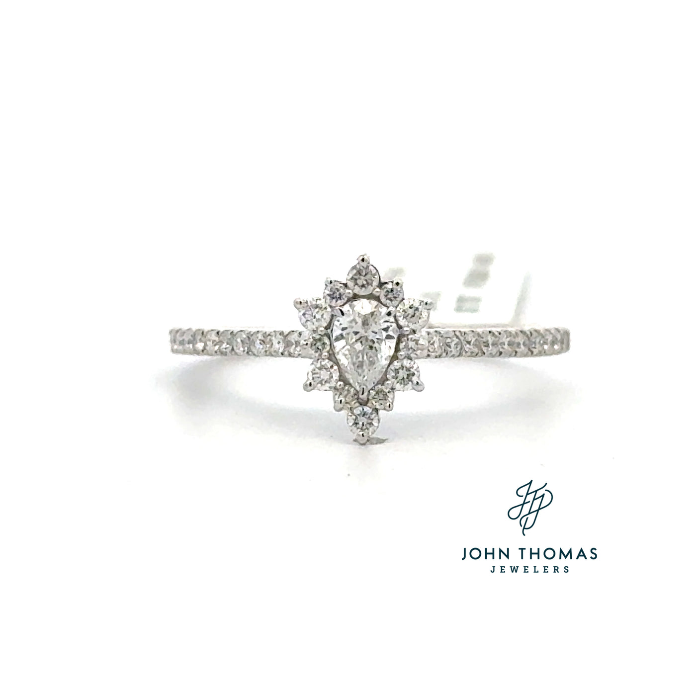 14KW PEAR HALO DIAMOND RING