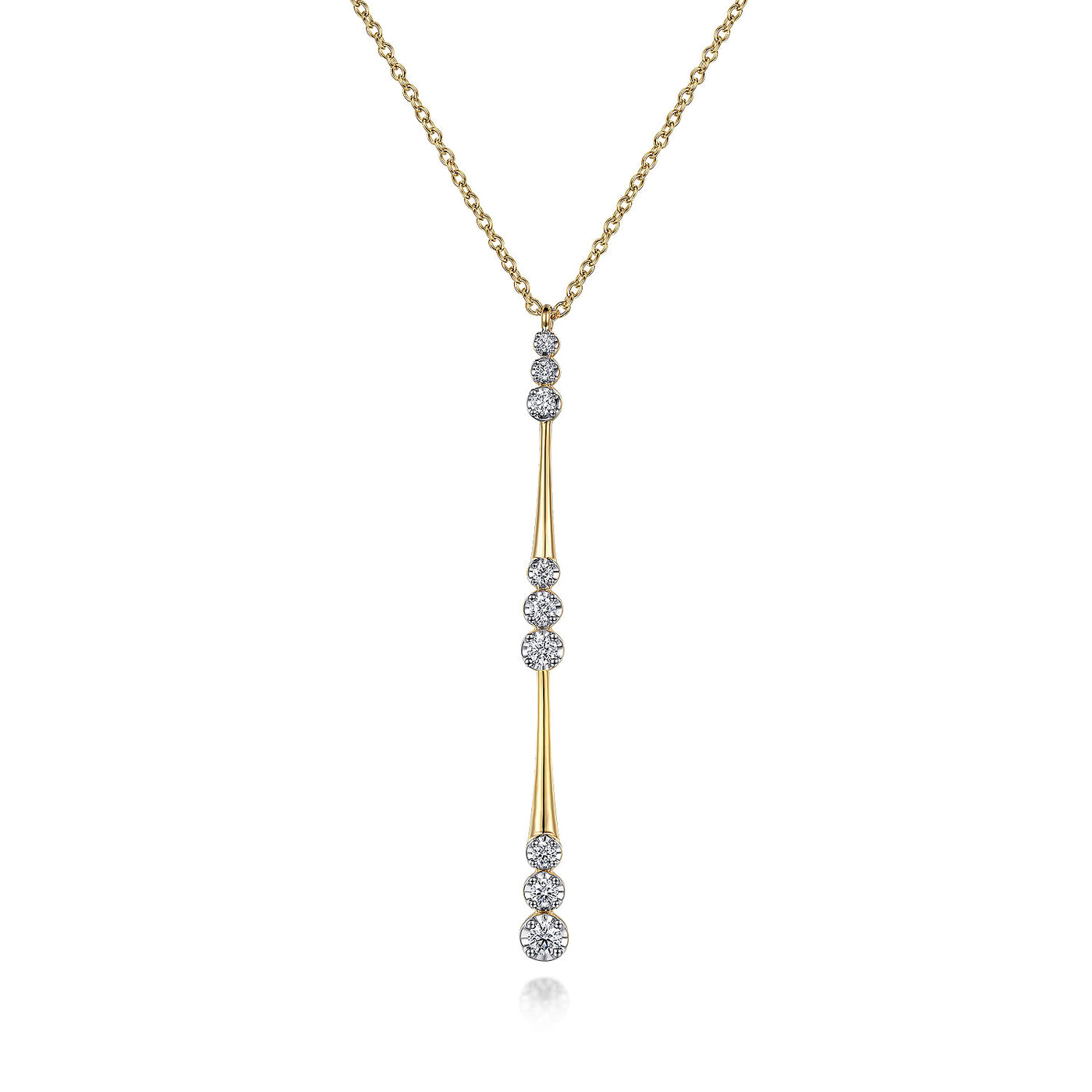 14KY GRADUATED DIAMOND STATION DROP Y NECKLACE "CONTEMPORARY COLLECTION." 17.5"