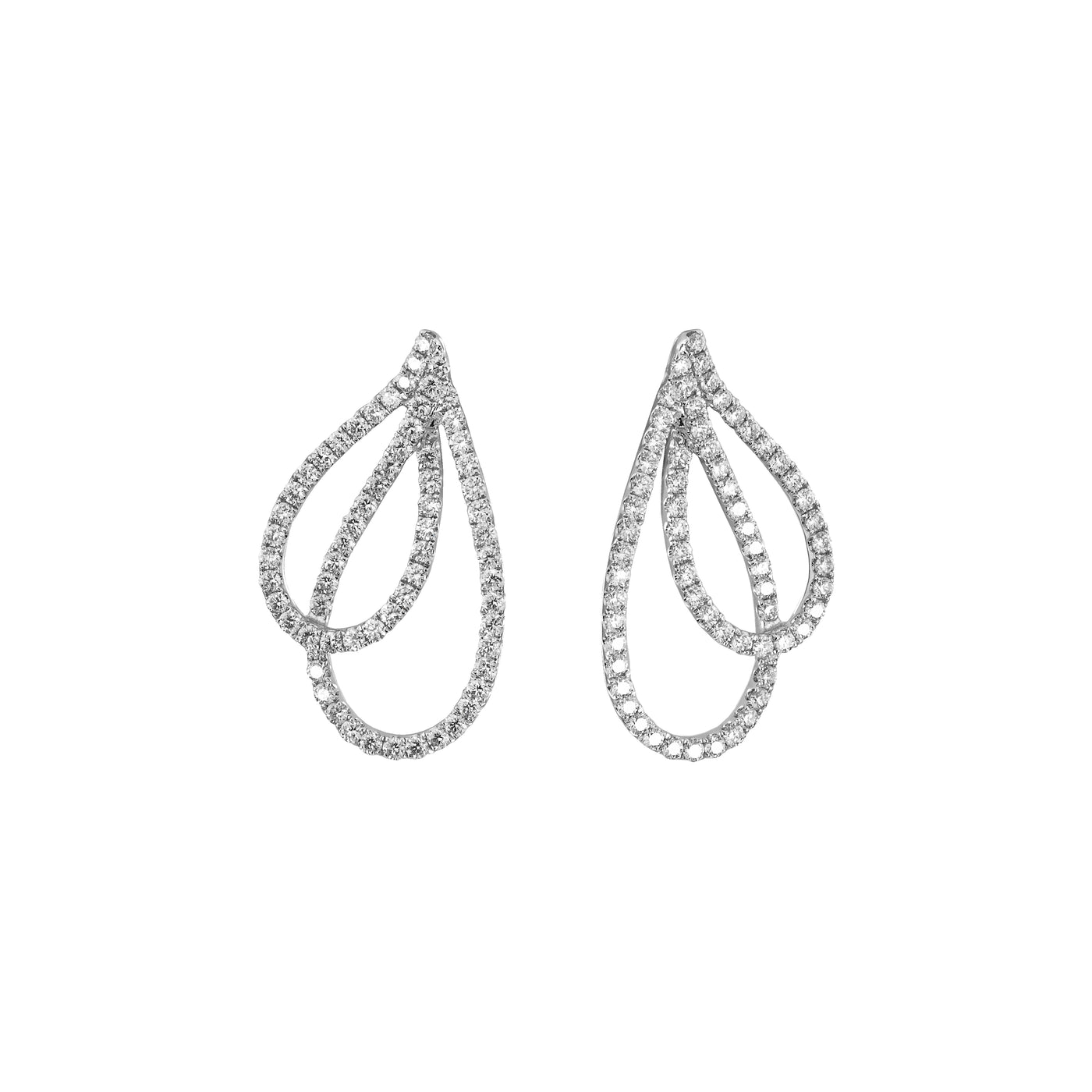 WHITE GOLD INTERLACED DIAMOND "RAINDROP" EARRINGS