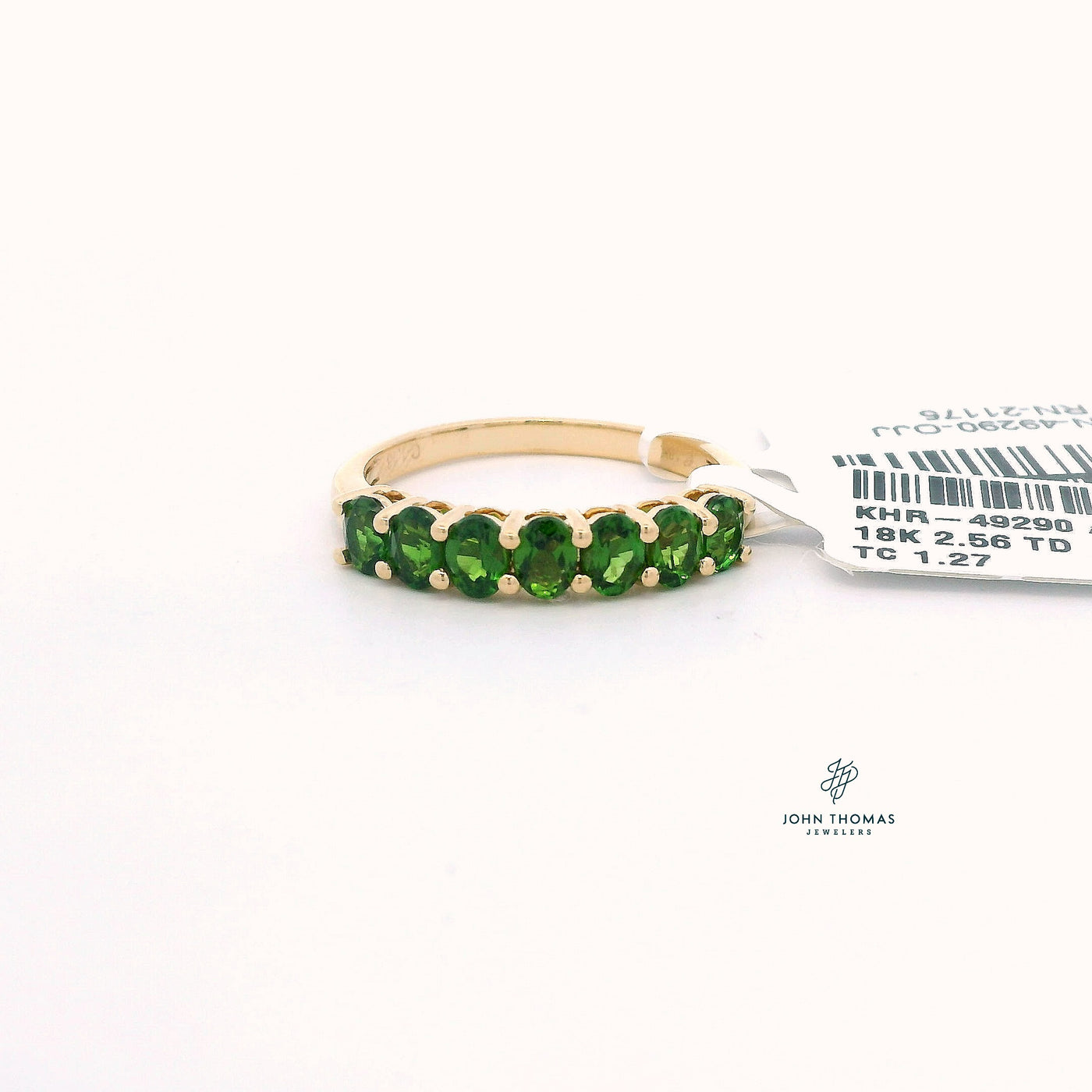 18KY SEVEN STONE CHROME DIOPSIDE RING