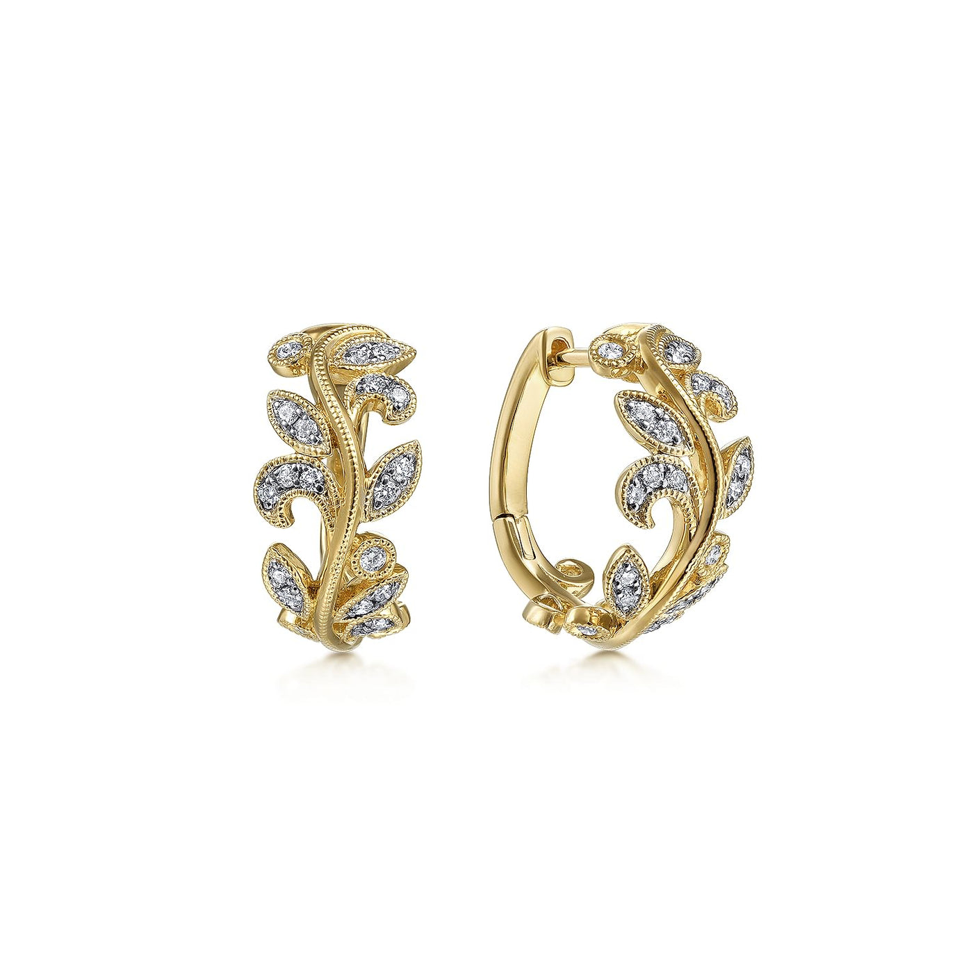 14K YELLOW GOLD AND DIAMOND HUGGIES