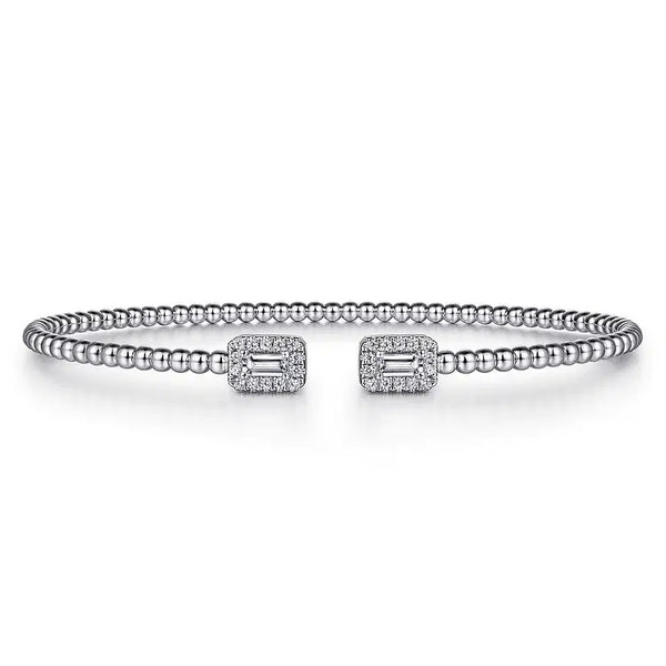 14KW BUJUKAN OPEN CUFF BRACELET WITH .32CTW BAGUETTE DIAMONDS - John Thomas Jewelers.