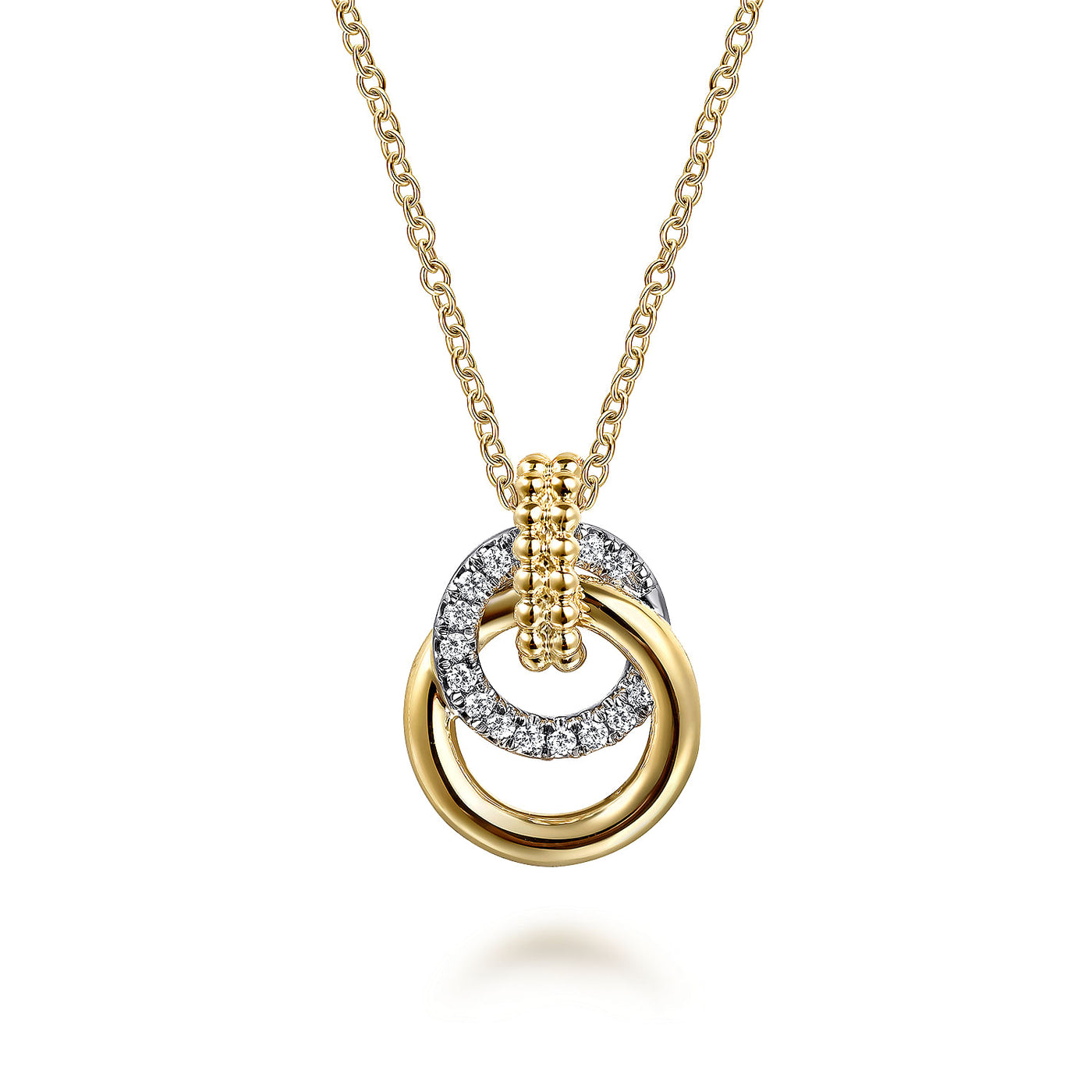 14K WHITE AND YELLOW GOLD DIAMOND PENDANT NECKLACE
