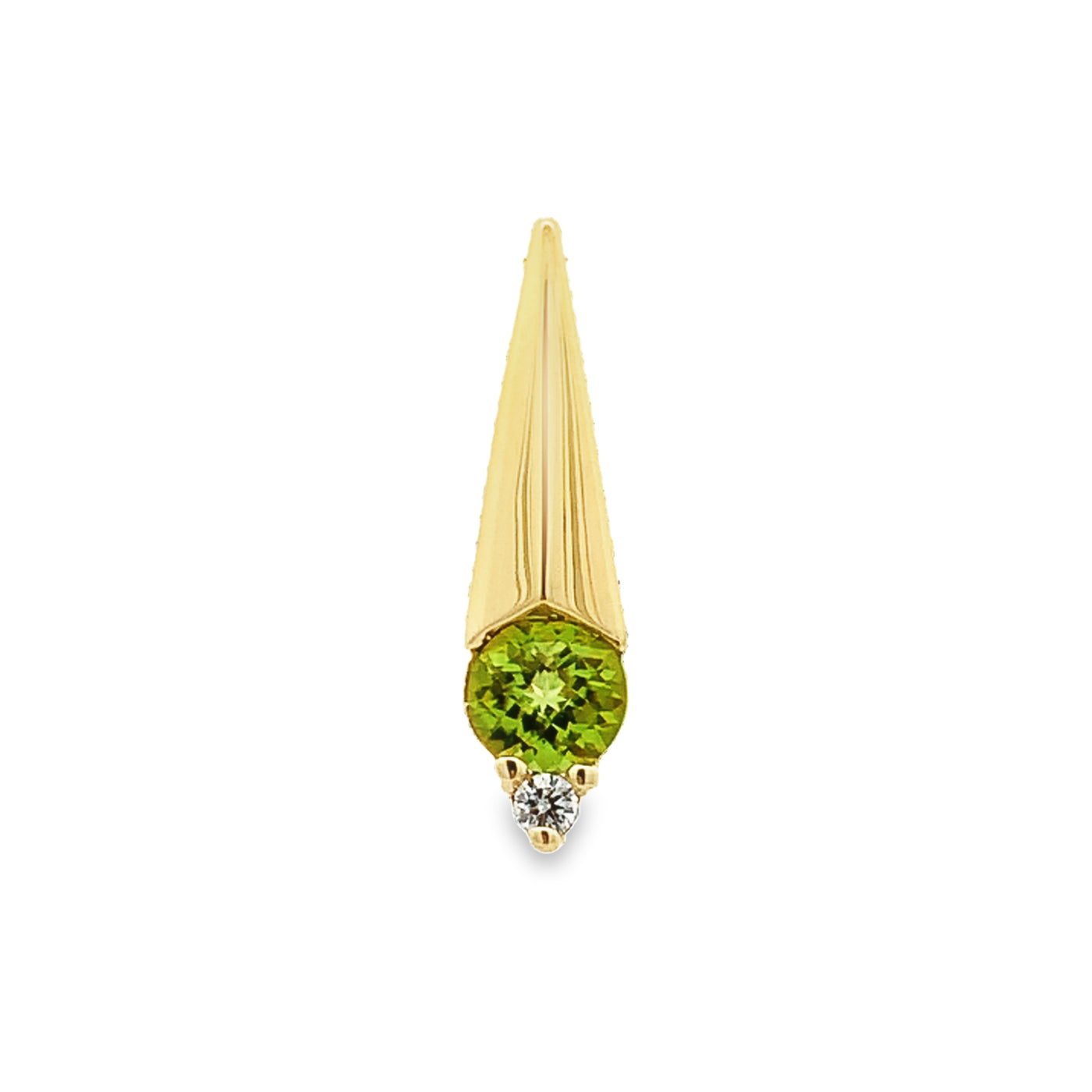 14K YELLOW GOLD PERIDOT AND DIAMOND CLASSIC PENDANT