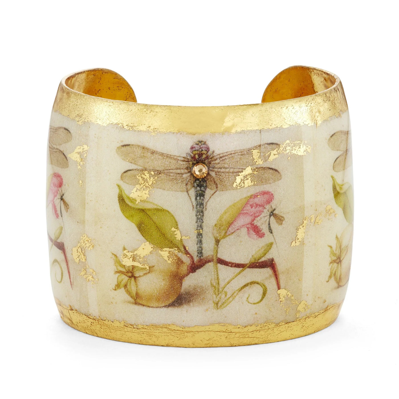 22K Gold Leaf Dragonfly Garden Evocateur 2" Cuff