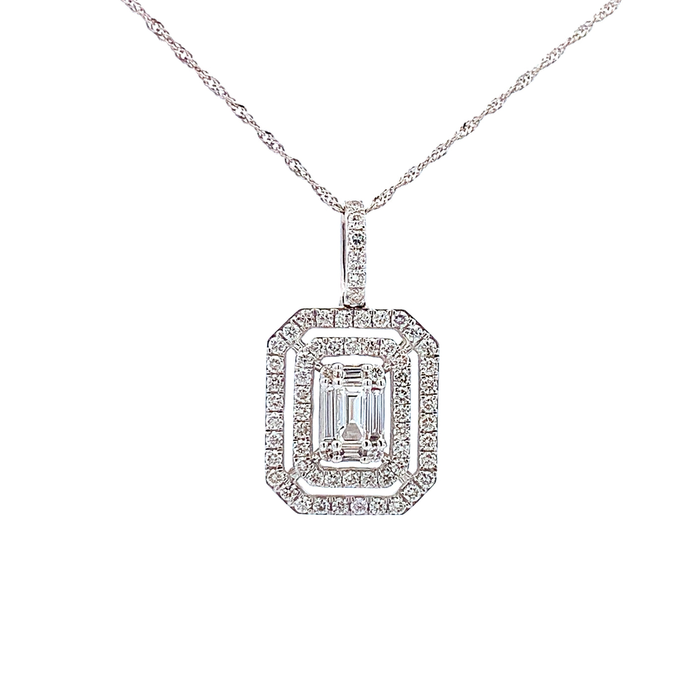 DIAMOND EMERALD SHAPED PENDANT 14KW ,93 CT