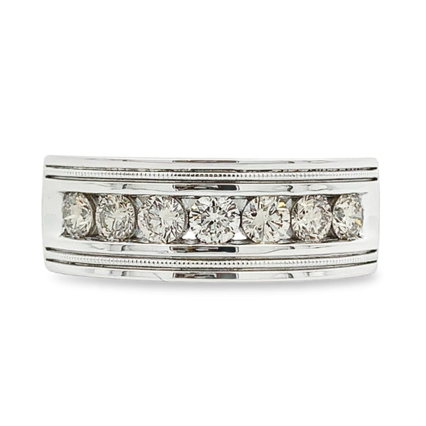 10K WHITE GOLD CHANNEL SET MENS RING 1.0CTW