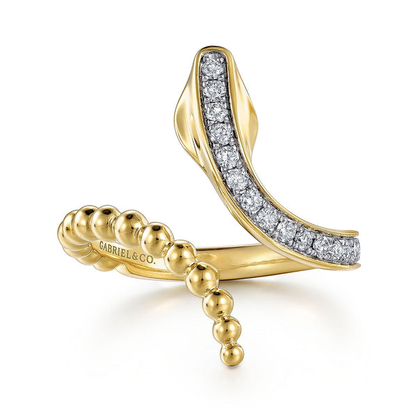14K YELLOW GOLD BUJUKAN DIAMOND OPEN SNAKE RING