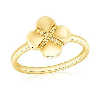 YELLOW GOLD CRISS CROSS FLORAL RING
