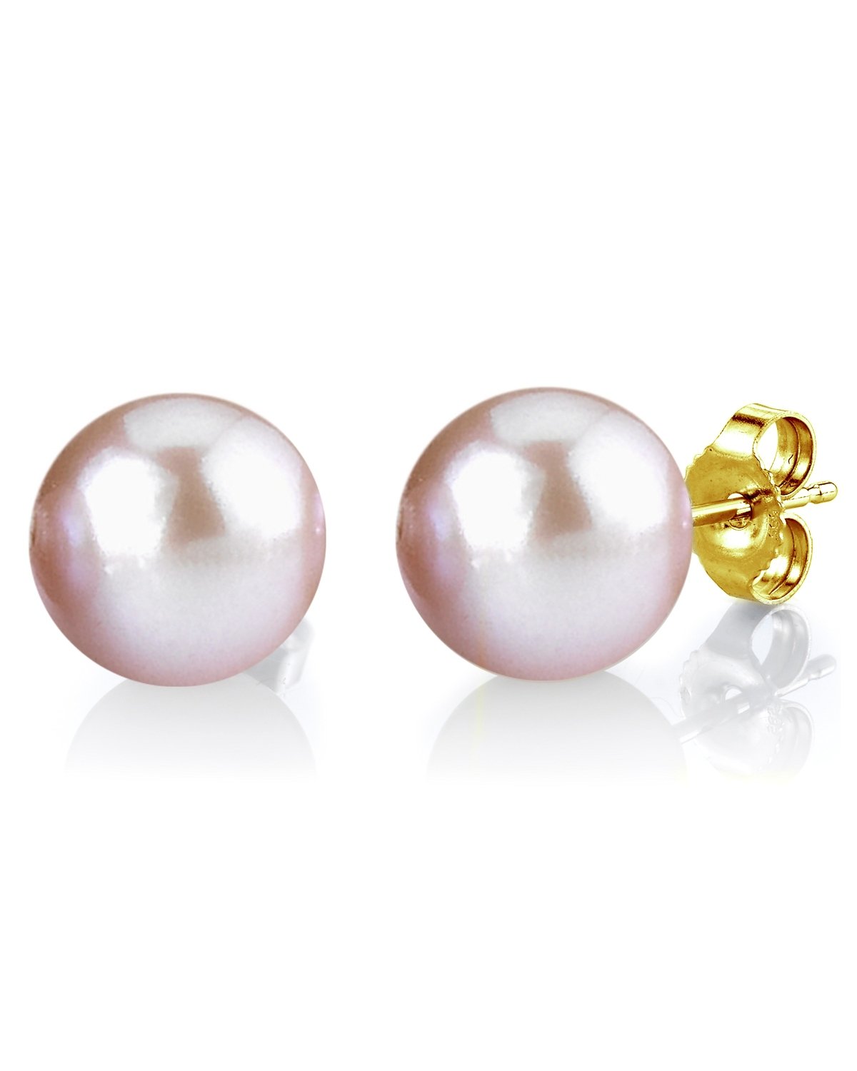 PINK METALLIC FRESHWATER PEARL STUDS