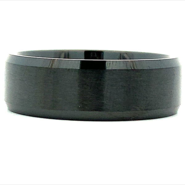 8MM Black Ceramic Satin Center Men's Ring - Size 12