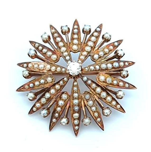 10K POINTED SEED PEARL PIN