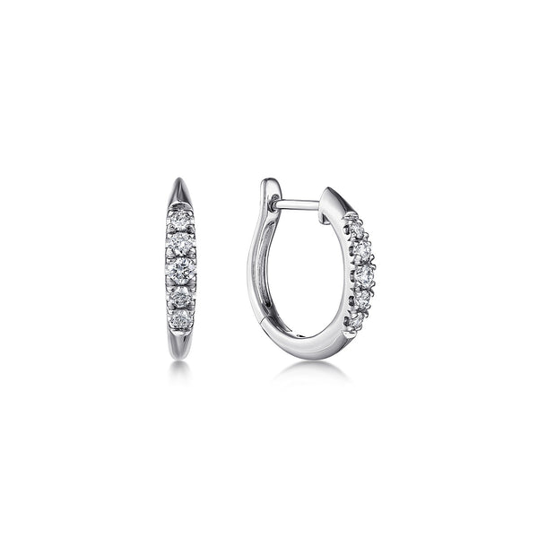 14KT WHITE GOLD CLASSIC ROUND 15MM DIAMOND HUGGIES