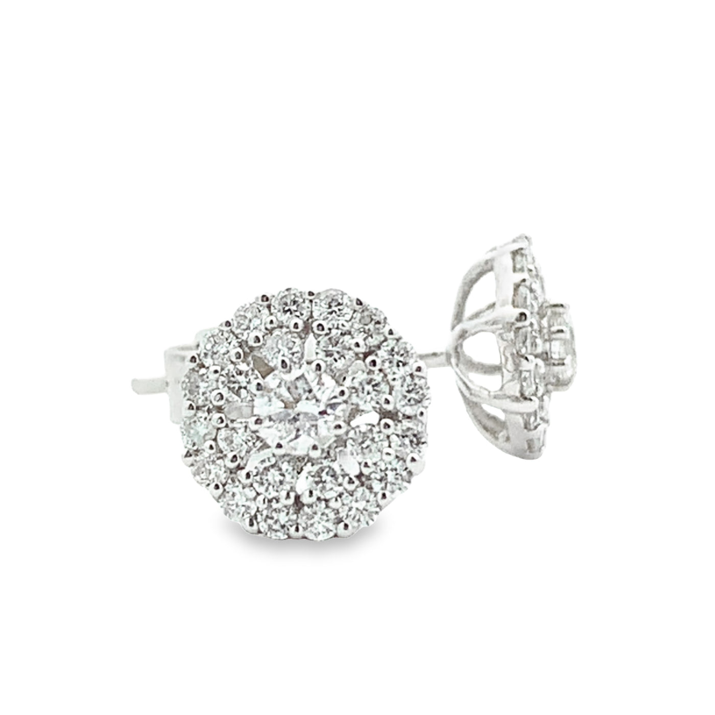 14KT WHITE DIAMOND DOUBLE HALO STUD EARRINGS (.45CTW)