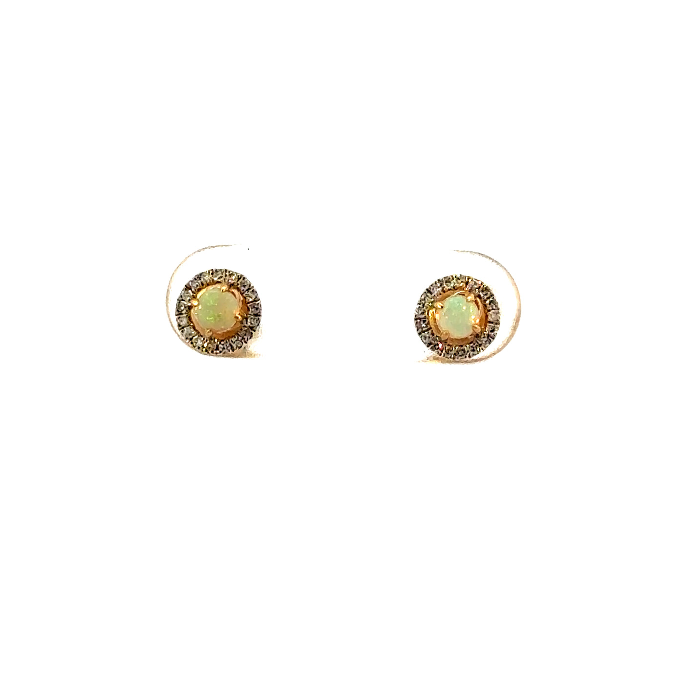14KW OPAL AND DIAMOND EARRINGS