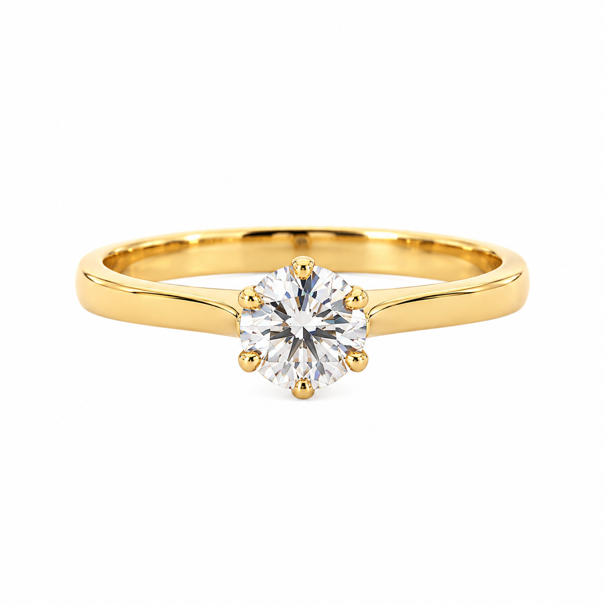 21K YELLOW GOLD ROUND BRILLIANT CURT SOLITAIRE RING