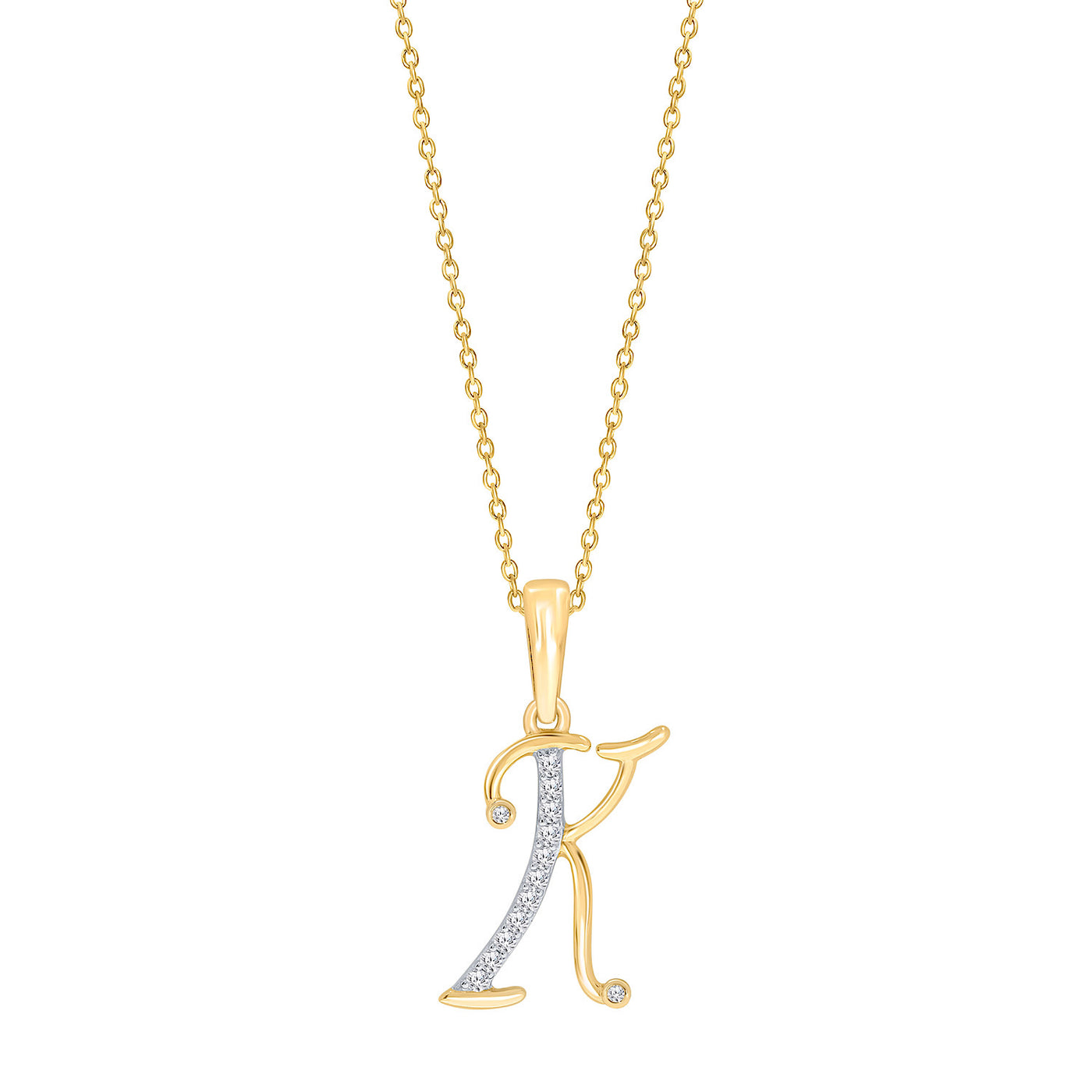 10K YELLOW GOLD "K" INITIAL DIAMOND NECKLACE WITH 18" CHAIN