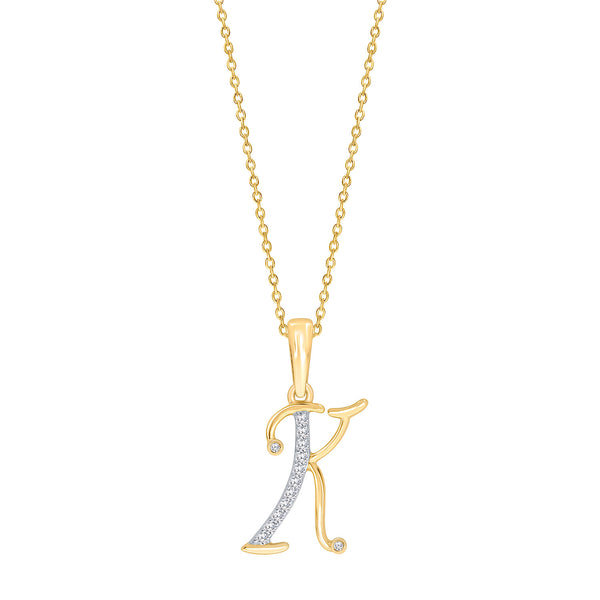 10K YELLOW GOLD "K" INITIAL DIAMOND NECKLACE WITH 18" CHAIN