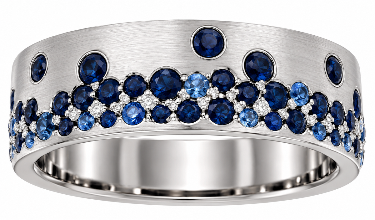 14K WHITE GOLD BLUE SAPPHIRE RAINDROP RING