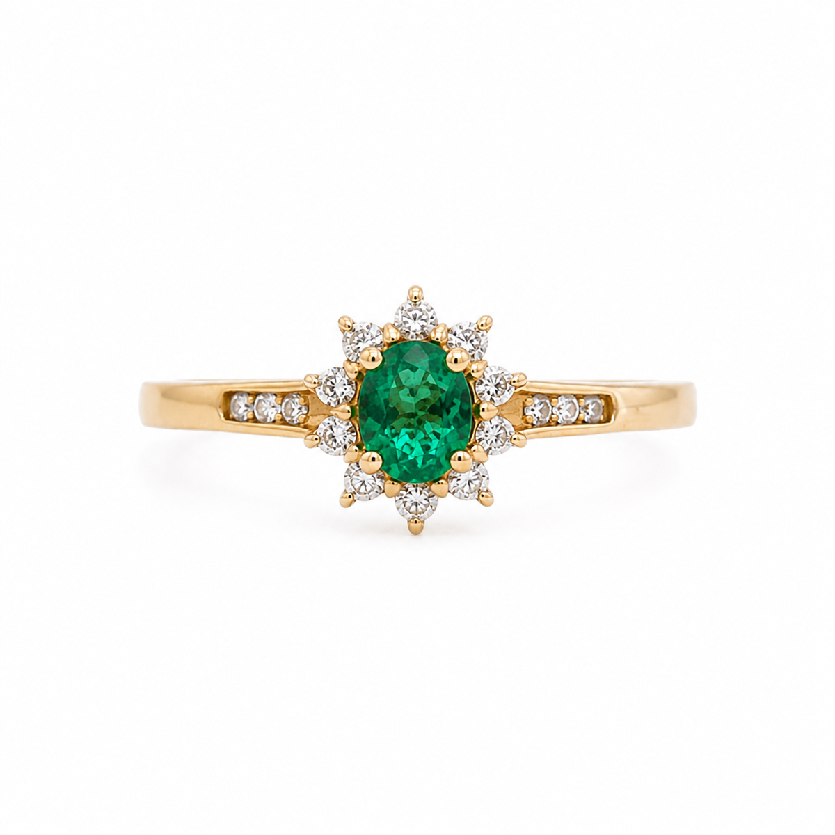EMERALD AND DIAMOND RING IN 14KT YELLOW GOLD
