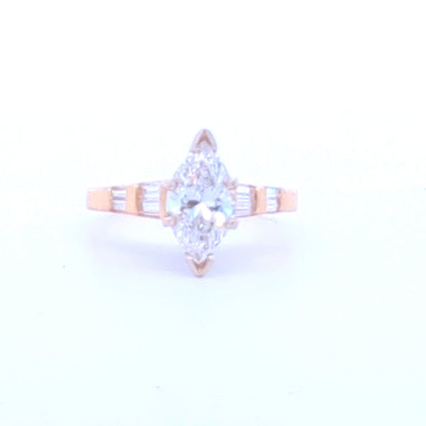 14K YELLOW GOLD MARQUISE ENGAGEMENT RING