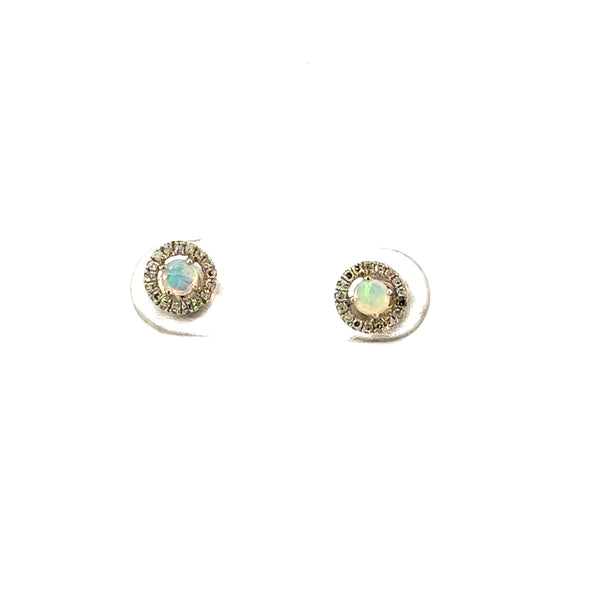 14KW OPAL AND DIAMOND EARRINGS