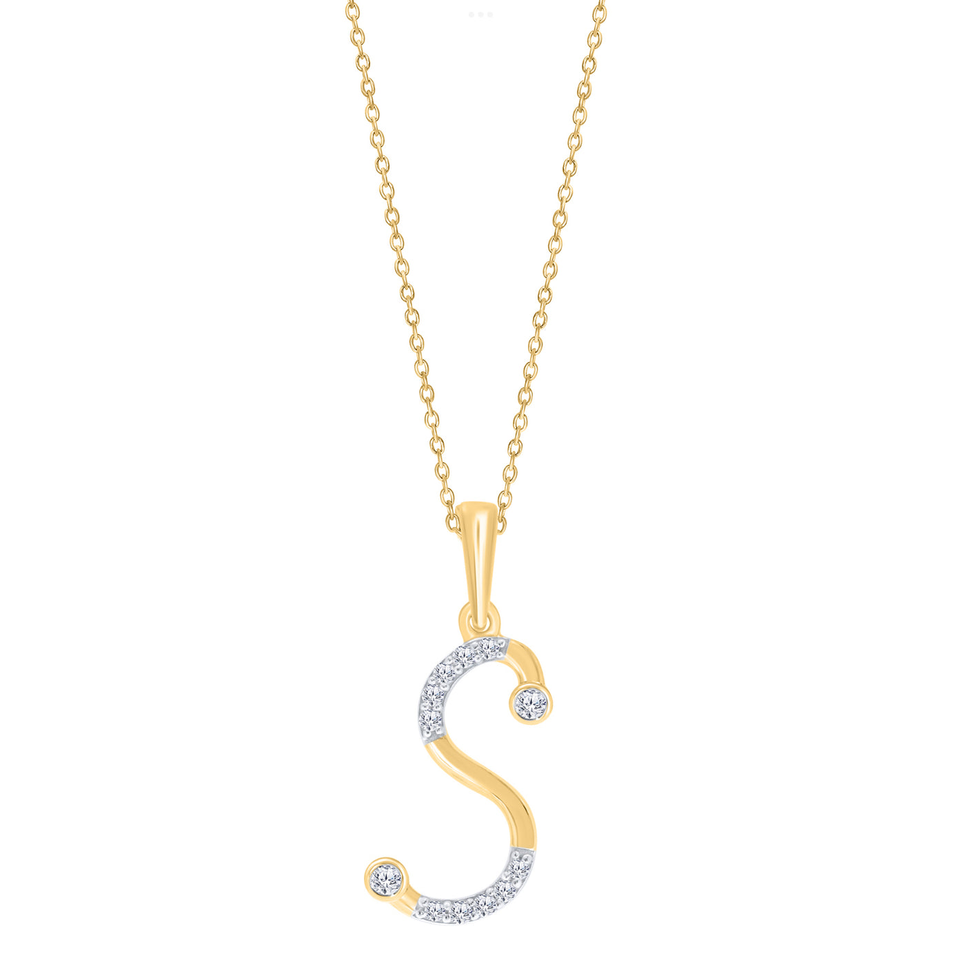 10K YELLOW GOLD "S" INITIAL DIAMOND NECKLACE WITH 18" CHAIN