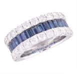 SAPPHIRE BAGUETTES AND DIAMOND RING IN 14K WHITE GOLD
